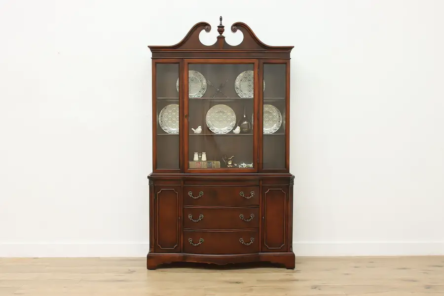 Photo of Georgian Vintage Mahogany Breakfront China Cabinet Bernhardt