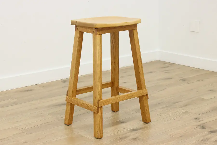 Photo of Farmhouse Vintage Maple & Oak Bar or Kitchen Counter Stool