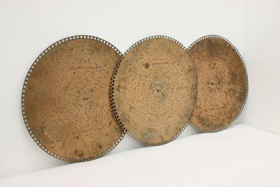 Photo of Set of 3 Vintage Regina Music Box 15.5" Discs "Maryland"