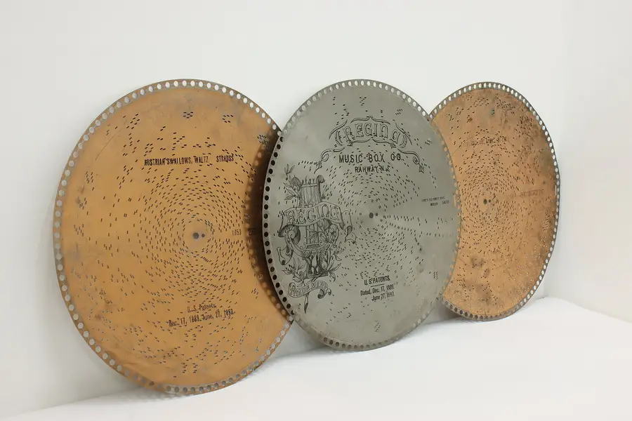 Photo of Set of 3 Vintage Regina Music Box 15.5" Discs "Marseillaise"