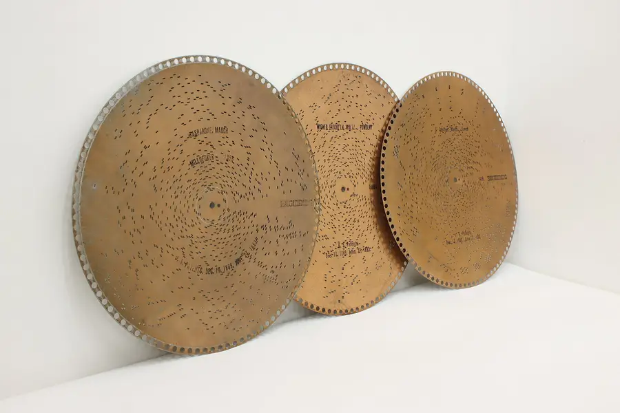 Photo of Set of 3 Vintage Regina Music Box 15.5" Discs El Capitan