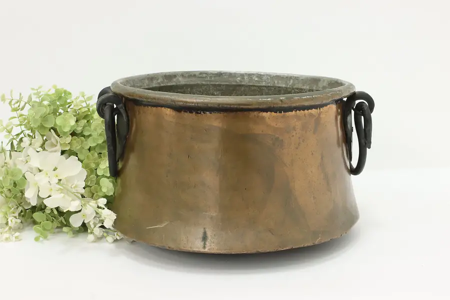 Photo of Farmhouse Antique Copper & Iron Fireplace Kettle or Cauldron