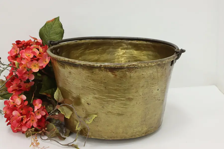 Photo of Farmhouse Antique Brass Fireplace Jam Pot or Cauldron