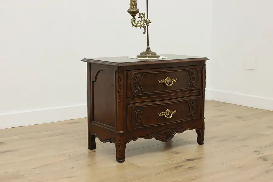 Photo of French Country Walnut Nightstand, End Table, Chest Drexel