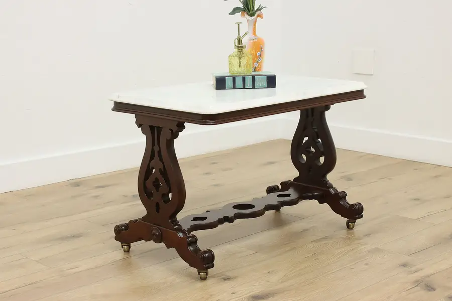 Photo of Victorian Antique Mahogany & Marble Coffee Side Table