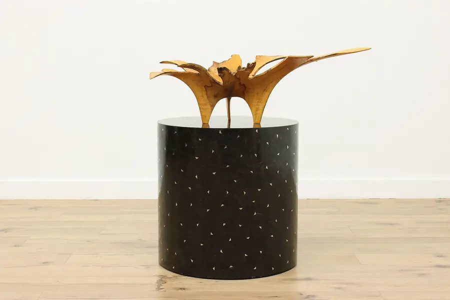 Photo of Art Deco Design Vintage Granite & Steel Inlay Side End Table