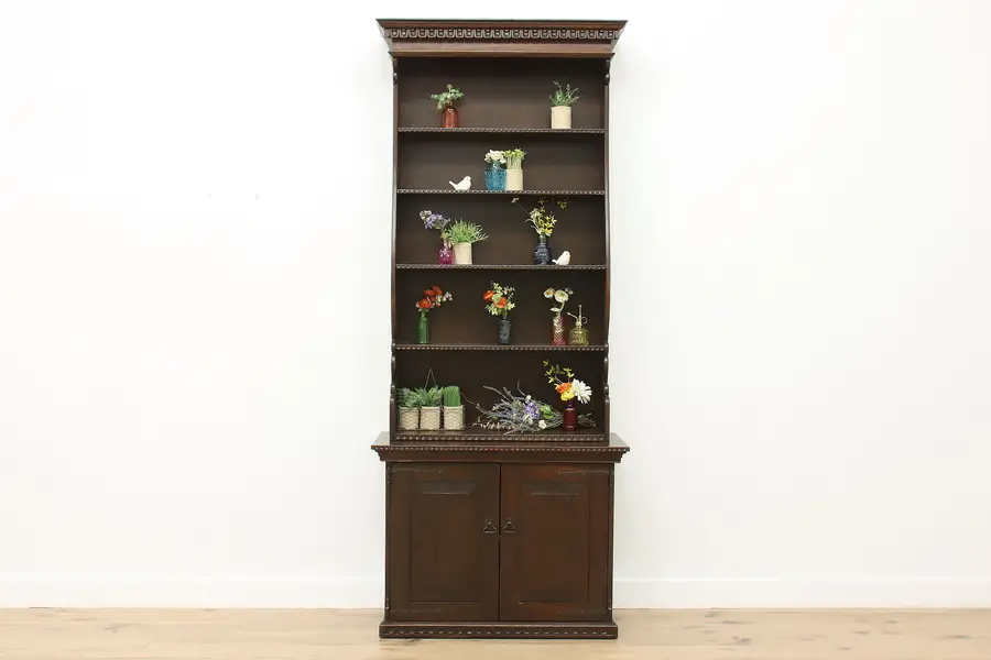 Photo of Spanish Colonial Vintage Pine Kitchen Bar Bookcase Cabinet