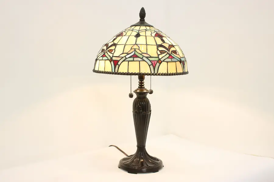 Photo of Art Nouveau Leaded Stained Glass Desk Lamp Dale Tiffany