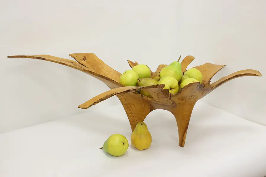 Photo of Figured Birch Live Edge Centerpiece Sculpture Bowl DAH 36"