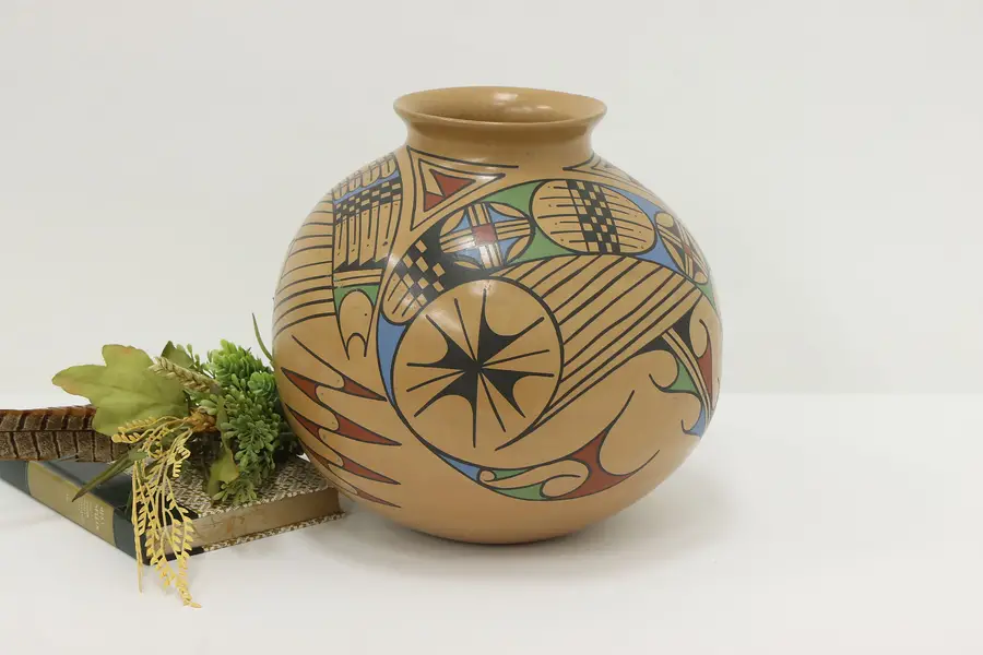 Photo of Southwest Indigenous Vintage Hand Painted Pottery Elfida 11"
