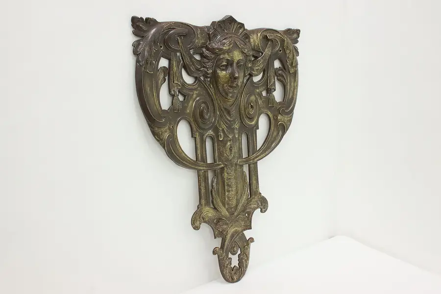 Photo of Art Nouveau Bronze Antique Architectural Salvage Mount 25"