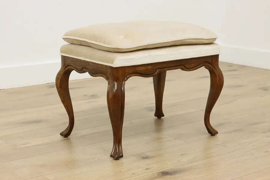 Photo of Country French Vintage Upholstered Ash Footstool, Drexel