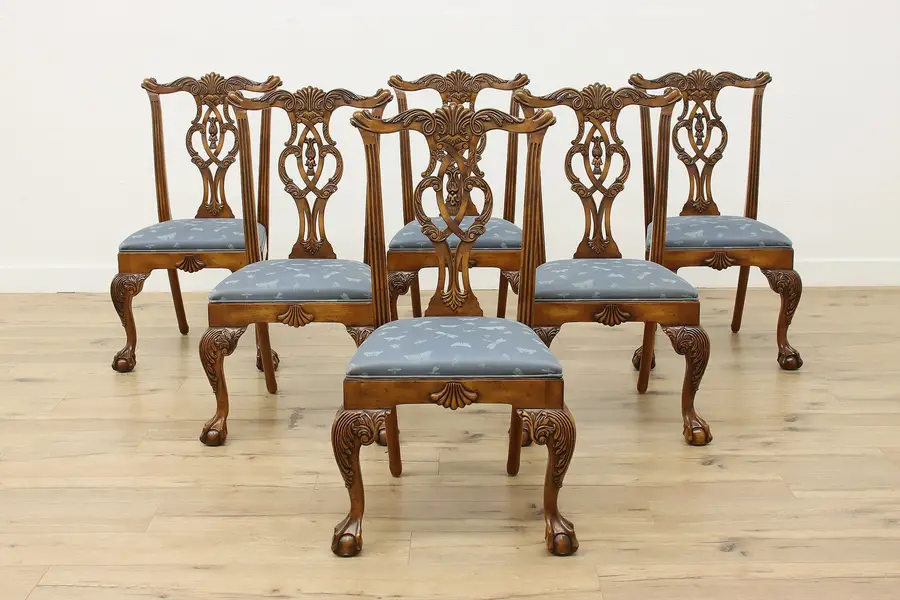 Photo of Set of 6 Vintage Georgian Claw & Ball Dining Chairs Drexel