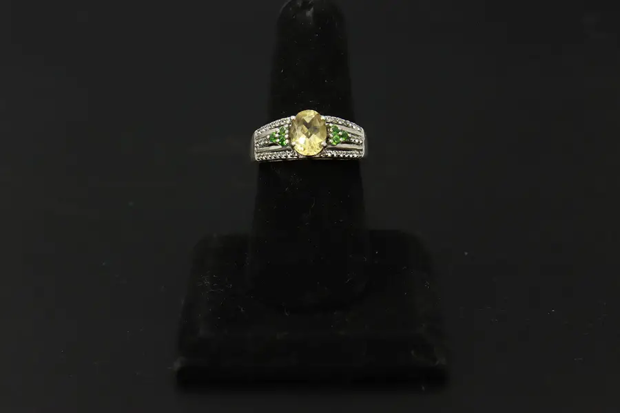 Photo of Sterling Silver Multi-Stone Wide Band Cocktail Ring Size 10