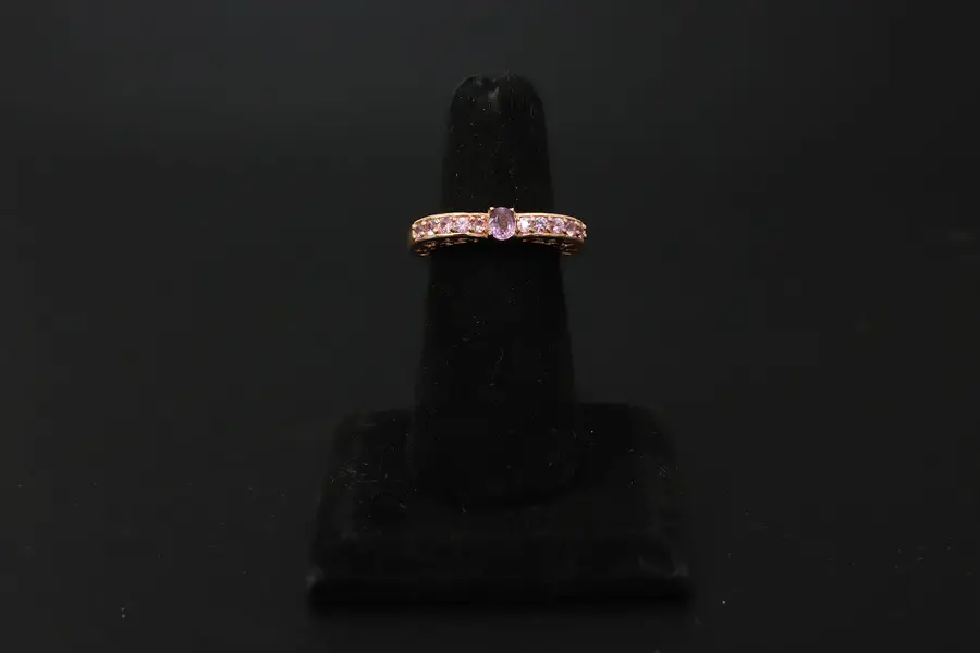 Photo of Sterling Rose Gold Vermeil Pink Sapphire Filigree Ring STS