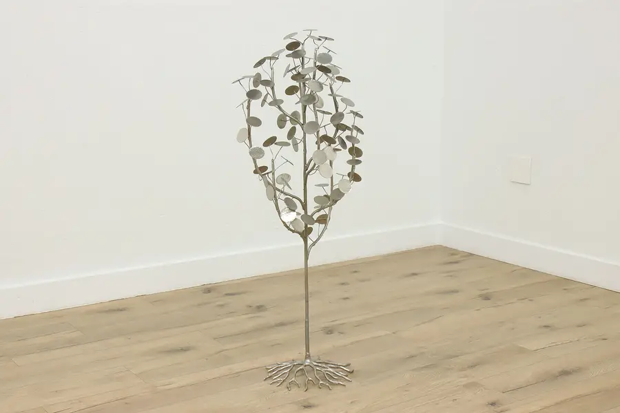 Photo of Contemporary Hammered Polished Steel Tree Sculpture 44"