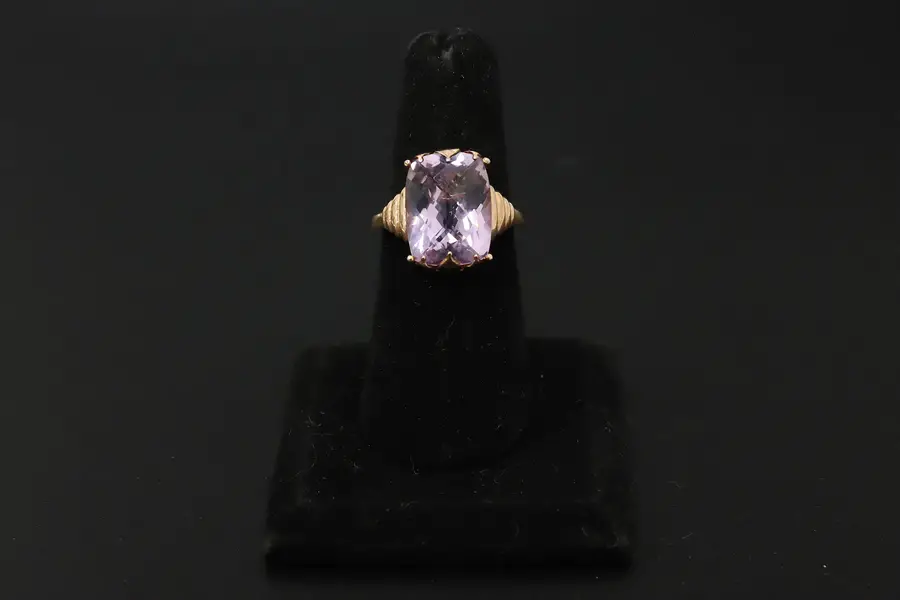 Photo of 925 Sterling Rose Gold Lavender Cushion Cut Cocktail Ring