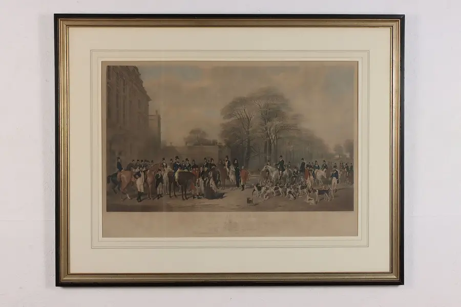 Photo of Badminton Hunt Antique Colored Engraving after Barraud 40.5"