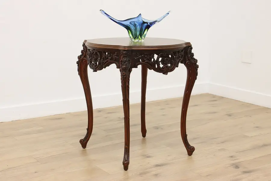 Photo of French Design Antique Carved Walnut Lamp or Hall Table