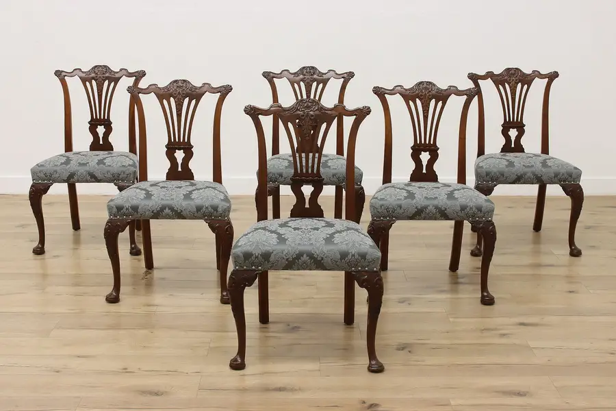 Photo of Set 6 English 1825 Georgian Antique Mahogany Dining Chairs