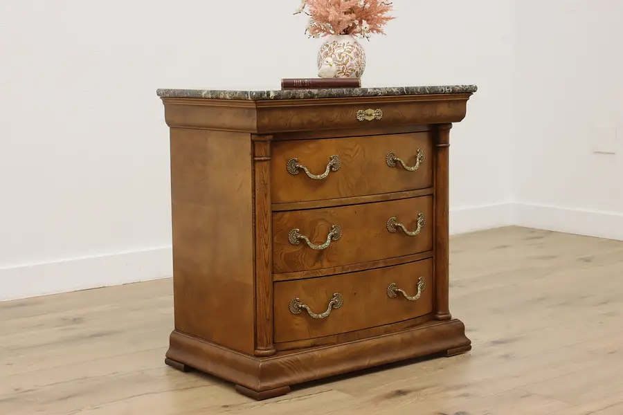 Photo of French Empire Ash & Marble Chest Dresser or Console Henredon