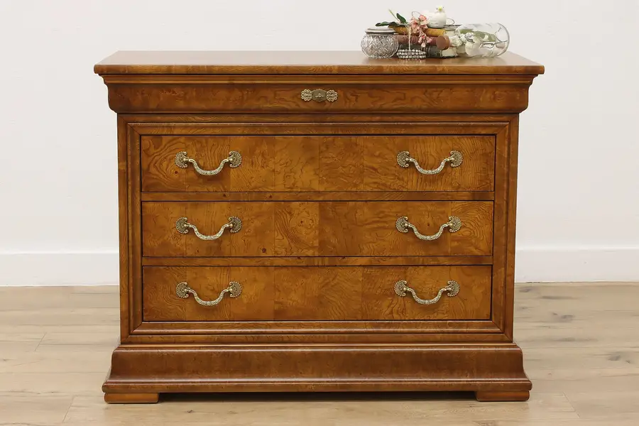 Photo of French Empire Ash Burl Chest or Dresser Henredon Charles X