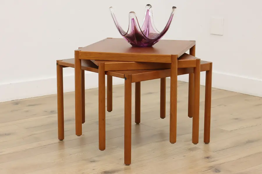 Photo of Set 3 Midcentury Modern Vintage Teak Coffee End Tables Trioh