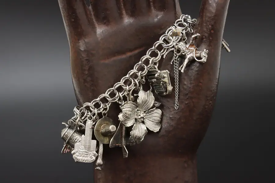 Photo of Sterling Silver 27 Charm Travel & Novelty Bracelet 7.5" 83g