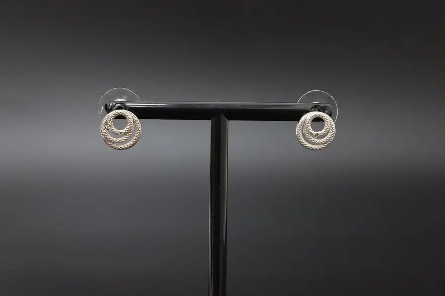 Photo of Sterling Silver CZ Swirl Circle Stud Earrings