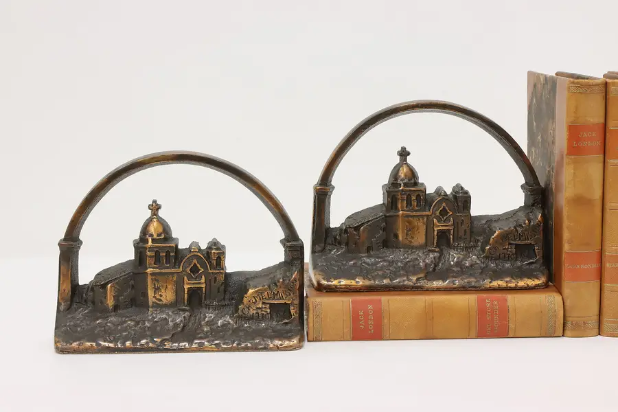 Photo of Pair of Coppery Antique Carmel CA Mission Church Bookends