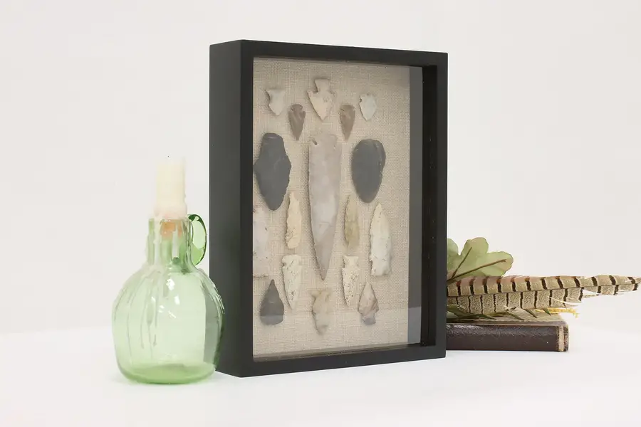 Photo of Indigenous Stone Point & Arrowhead Collection Shadow Box