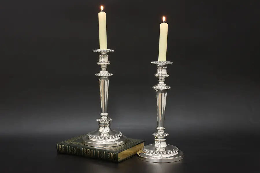 Photo of Pair of Georgian Antique English Silverplate Candlesticks