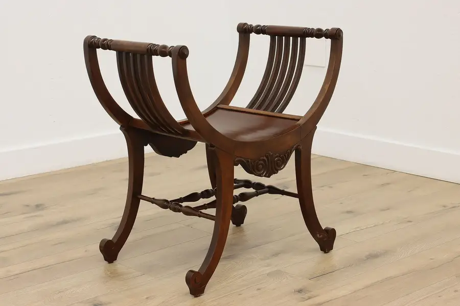 Photo of Victorian Antique Carved Birch Savonarola Design Hall Chair