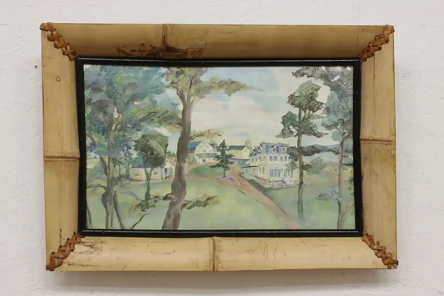 Photo of Country Plantation Vintage Original Oil Painting 22"