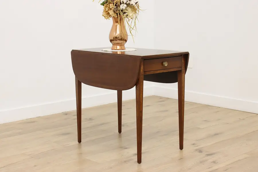 Photo of Hepplewhite Antique Mahogany Drop Leaf Pembroke Lamp Table