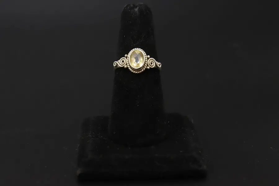 Photo of Sterling Silver & Yellow CZ Gemstone Size 9 Ring
