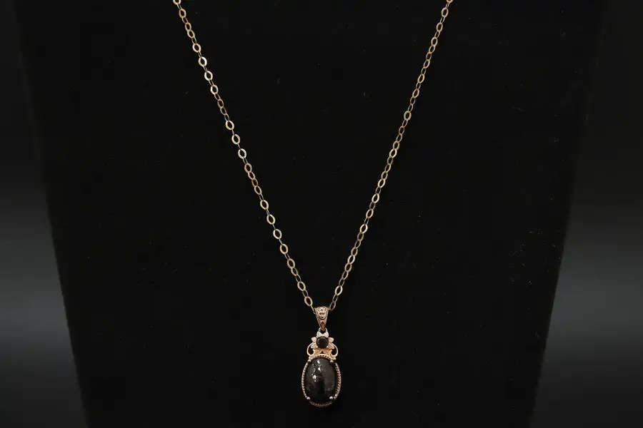 Photo of Rose Gold Sterling Silver 20" Necklace w/ Stone Pendant
