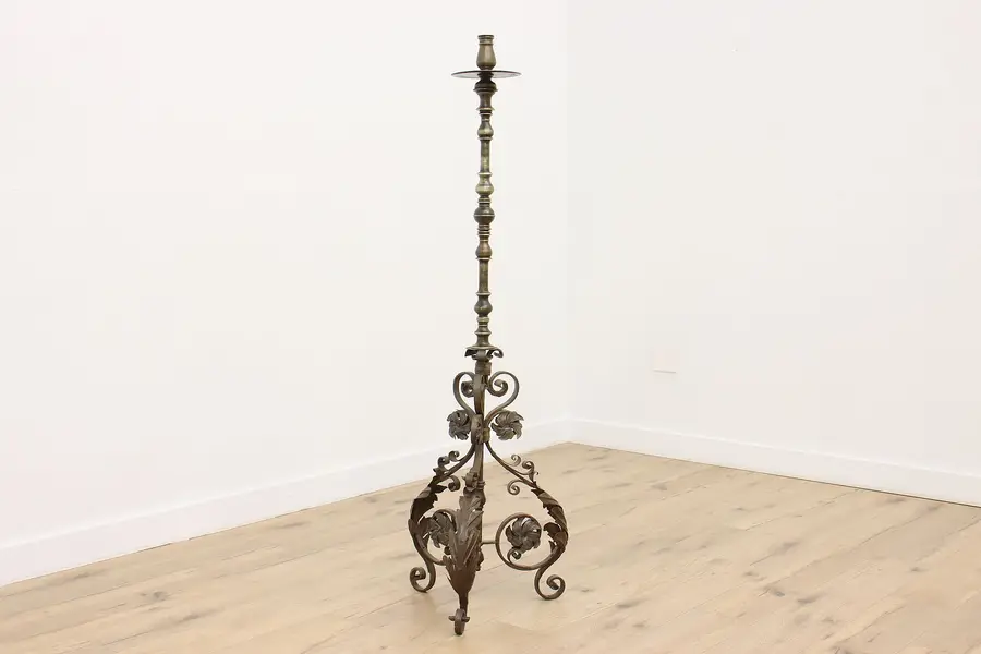 Photo of Renaissance Antique Brass & Iron Altar 65" Candle Stand