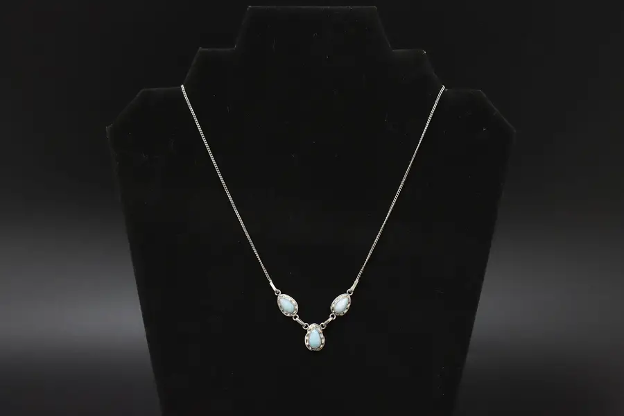 Photo of Sterling Silver & Pale Blue Stone 17" Necklace