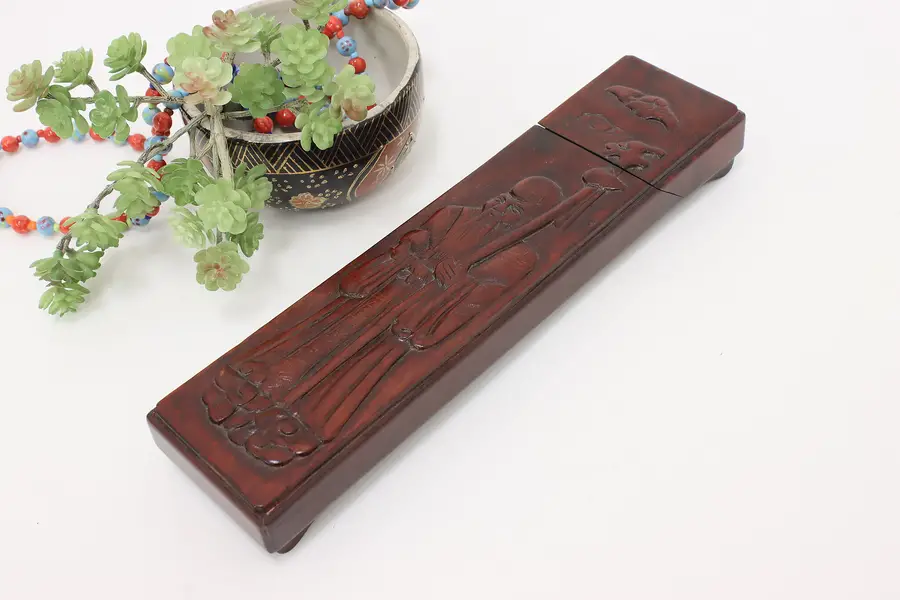 Photo of Set of 8 Chinese Vintage Gilt Rosewood Chopsticks & Case