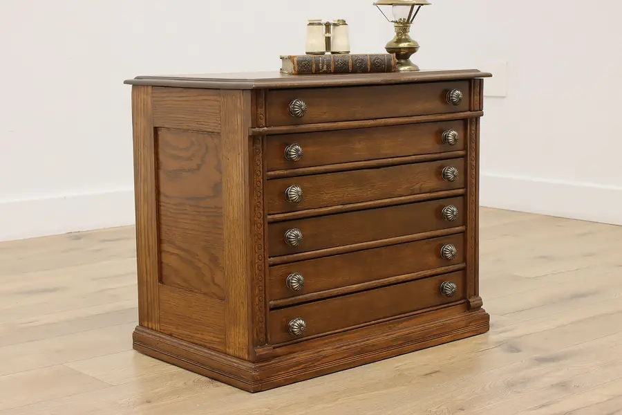 Photo of Clarks Antique Victorian Store Spool Jewelry Collector Chest