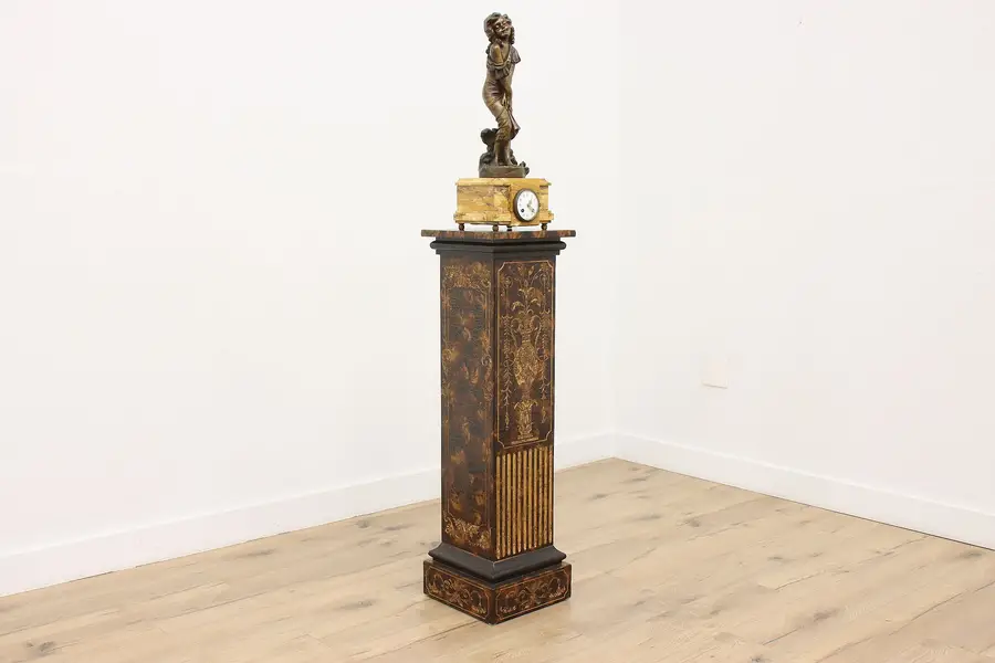 Photo of Asian Vintage Faux Tortoiseshell Gilt Pedestal Display Stand