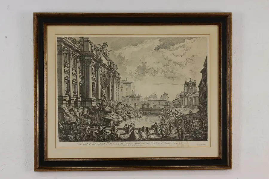 Photo of Trevi Fountain in Rome Antique Etching Print Piranesi 28.5"