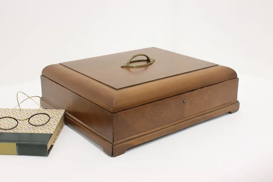 Photo of Art Deco Vintage Walnut & Birch Cigar Jewelry or Trinket Box
