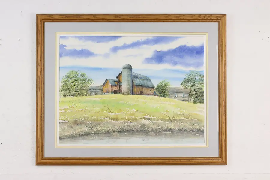 Photo of Weathered Barn Original Watercolor Painting Walter Slade 30"