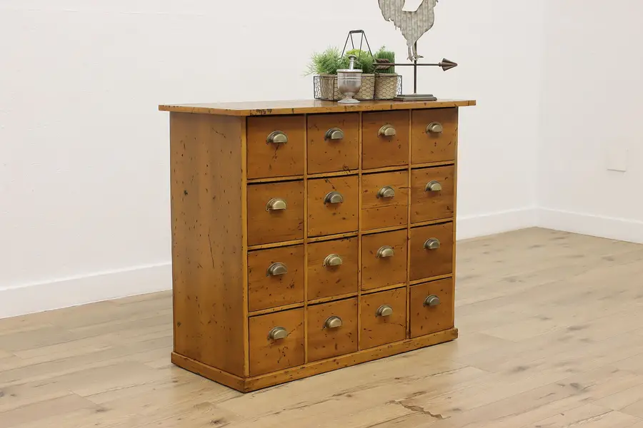 Photo of Farmhouse Vintage Country Pine Apothecary Cabinet