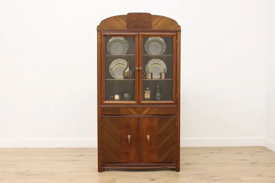 Photo of Art Deco China Cabinet or Bookcase, Bakelite Pulls