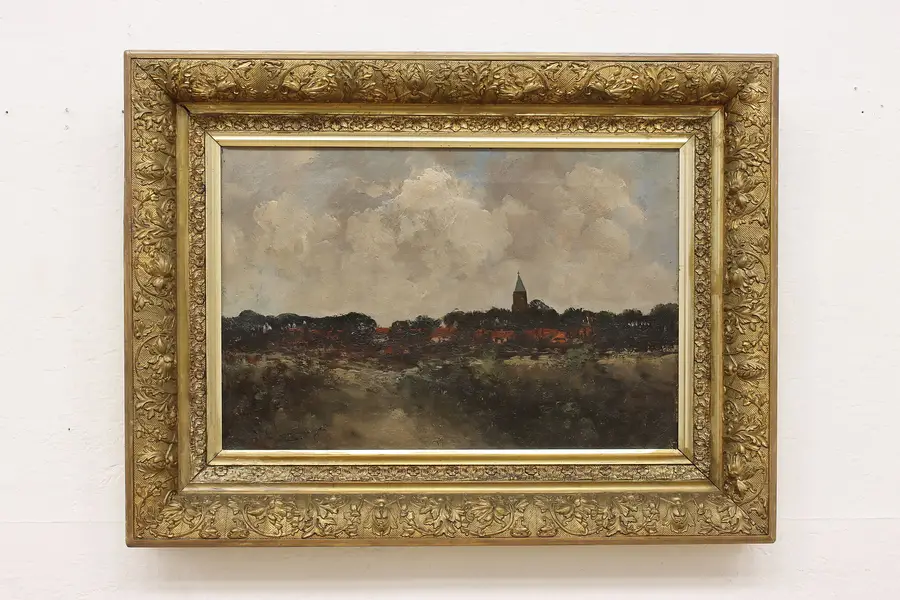 Photo of Dutch City Painting, R.C. Kamminga 32.5"