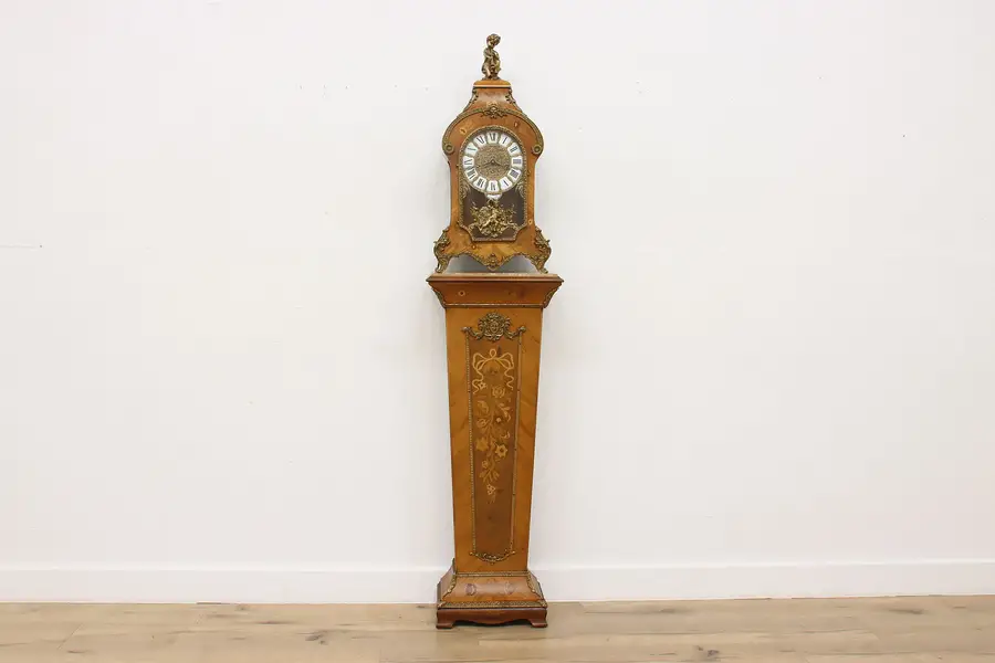 Photo of Versailles Ormolu & Marquetry Clock, Stand, Brass Cherub 93"