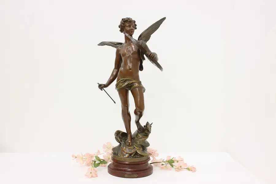 Photo of Amor God of Love Antique Bronze Finish Sculpture 24" Bruchon